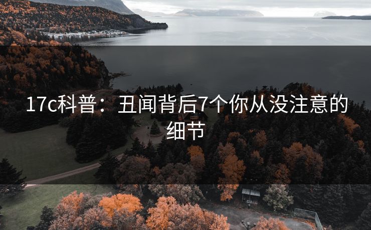 17c科普：丑闻背后7个你从没注意的细节