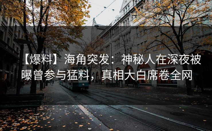 【爆料】海角突发：神秘人在深夜被曝曾参与猛料，真相大白席卷全网