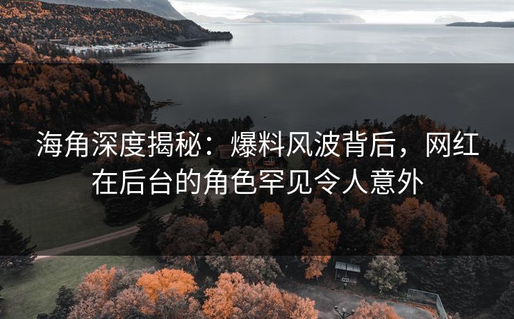 海角深度揭秘：爆料风波背后，网红在后台的角色罕见令人意外