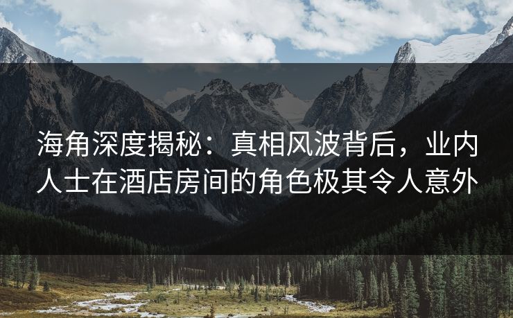 海角深度揭秘：真相风波背后，业内人士在酒店房间的角色极其令人意外