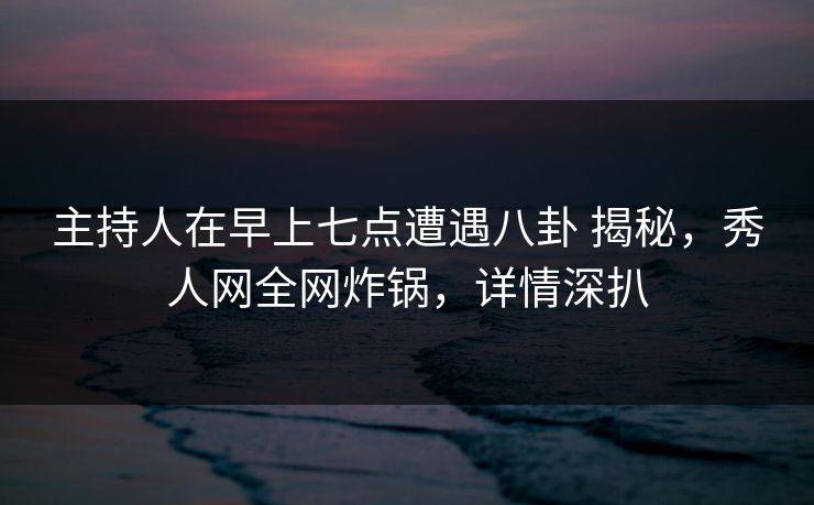 主持人在早上七点遭遇八卦 揭秘，秀人网全网炸锅，详情深扒