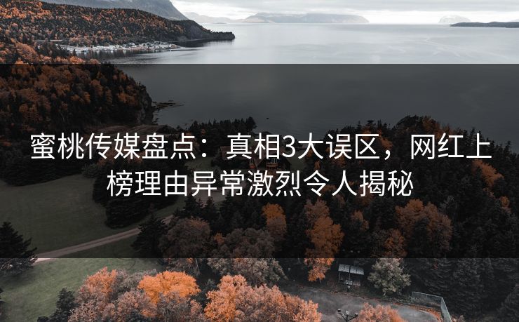 蜜桃传媒盘点：真相3大误区，网红上榜理由异常激烈令人揭秘