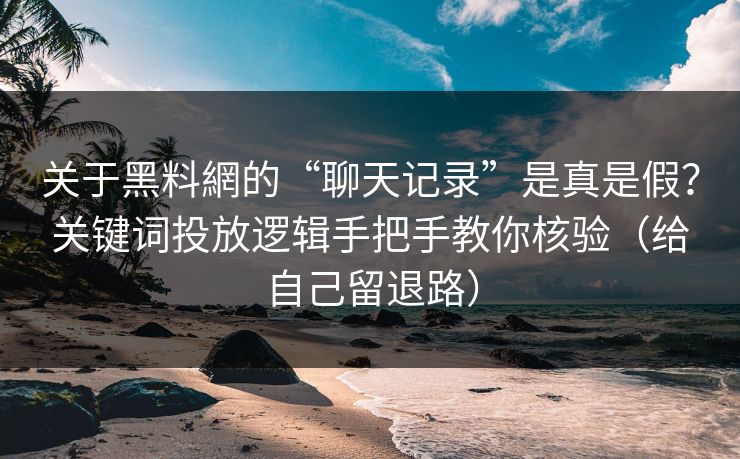 关于黑料網的“聊天记录”是真是假？关键词投放逻辑手把手教你核验（给自己留退路）